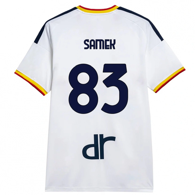 Danxen Kvinder Daniel Samek #83 Hvid Gul Rød Udebane Spillertrøjer 2026/27 Trøje T-Shirt