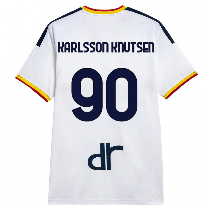 Danxen Kvinder Storm Karlsson Knutsen #90 Hvid Gul Rød Udebane Spillertrøjer 2026/27 Trøje T-Shirt