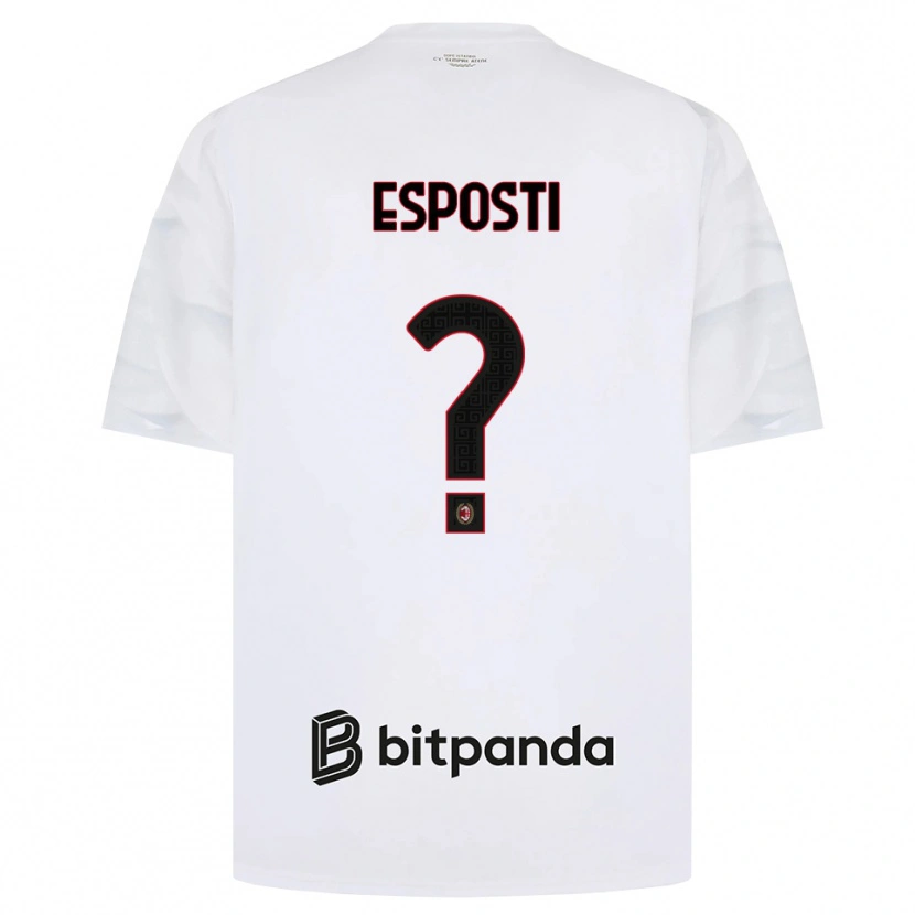 Danxen Kvinder Alessandro Esposti #0 Hvid Rød Sort Udebane Spillertrøjer 2026/27 Trøje T-Shirt