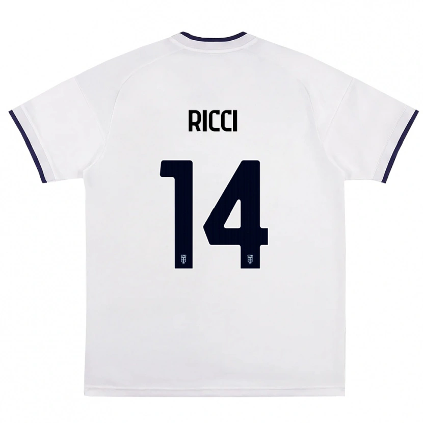 Danxen Kvinder Samuele Ricci #14 Hvid Rød Kongelig Blå Udebane Spillertrøjer 2026/27 Trøje T-Shirt
