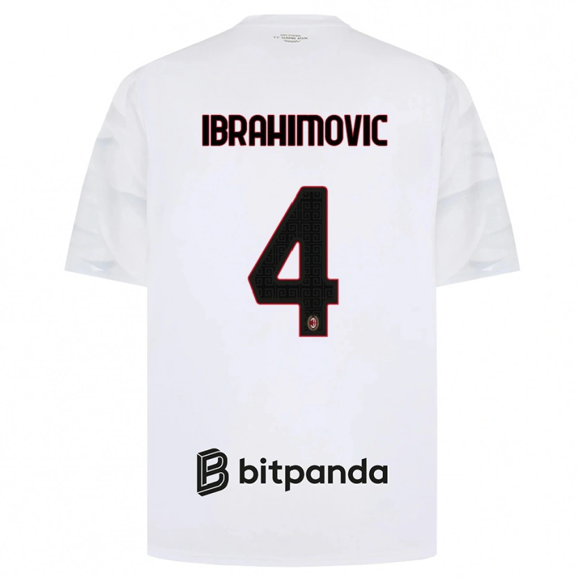 Danxen Kvinder Vincent Ibrahimović #4 Hvid Rød Sort Udebane Spillertrøjer 2026/27 Trøje T-Shirt