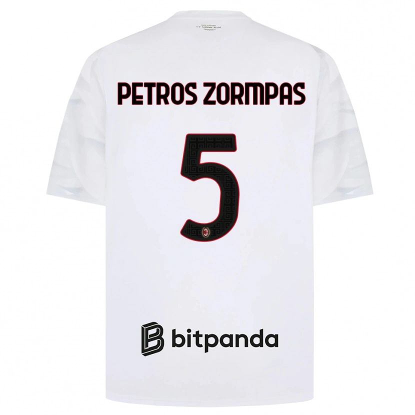 Danxen Kvinder Spyridon Petros Zorbas #5 Hvid Rød Sort Udebane Spillertrøjer 2026/27 Trøje T-Shirt