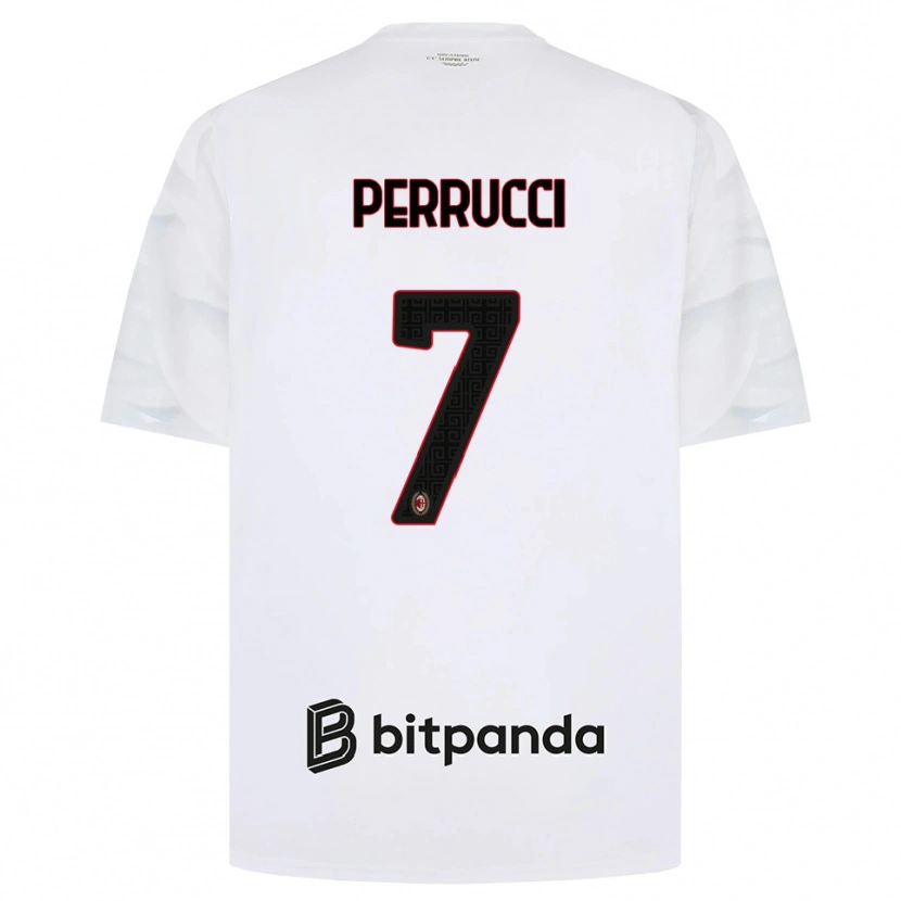 Danxen Kvinder Vincenzo Perrucci #7 Hvid Rød Sort Udebane Spillertrøjer 2026/27 Trøje T-Shirt