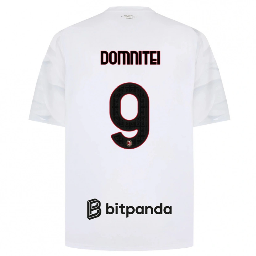 Danxen Kvinder Francesco Domniței #9 Hvid Rød Sort Udebane Spillertrøjer 2026/27 Trøje T-Shirt