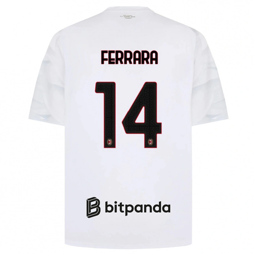 Danxen Kvinder Francesco Ferrara #14 Hvid Rød Sort Udebane Spillertrøjer 2026/27 Trøje T-Shirt