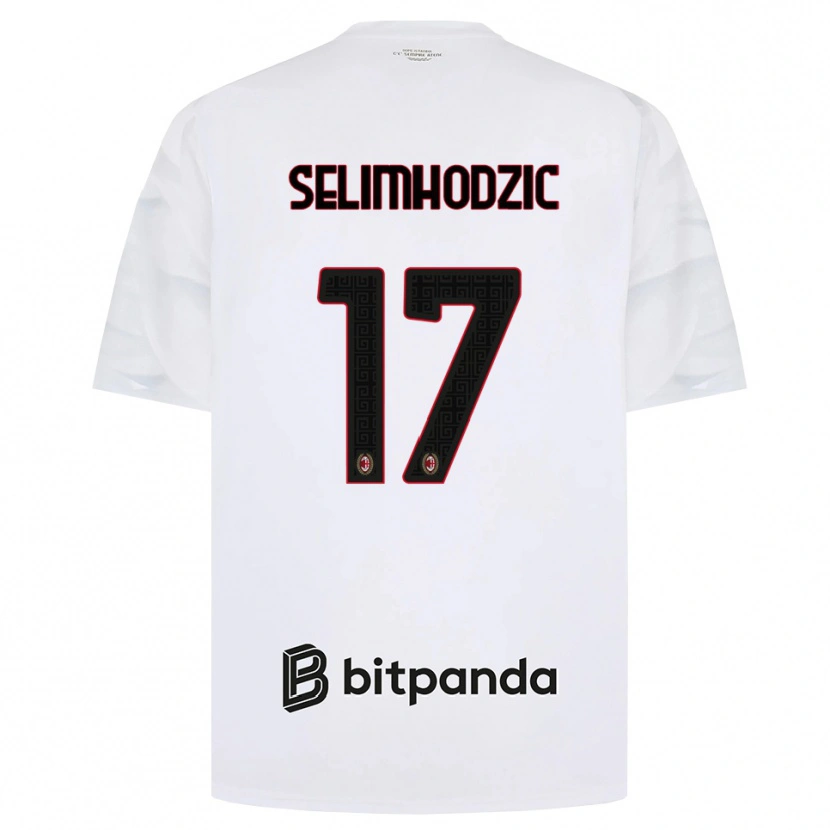 Danxen Kvinder Noa Selimhodzic #17 Hvid Rød Sort Udebane Spillertrøjer 2026/27 Trøje T-Shirt