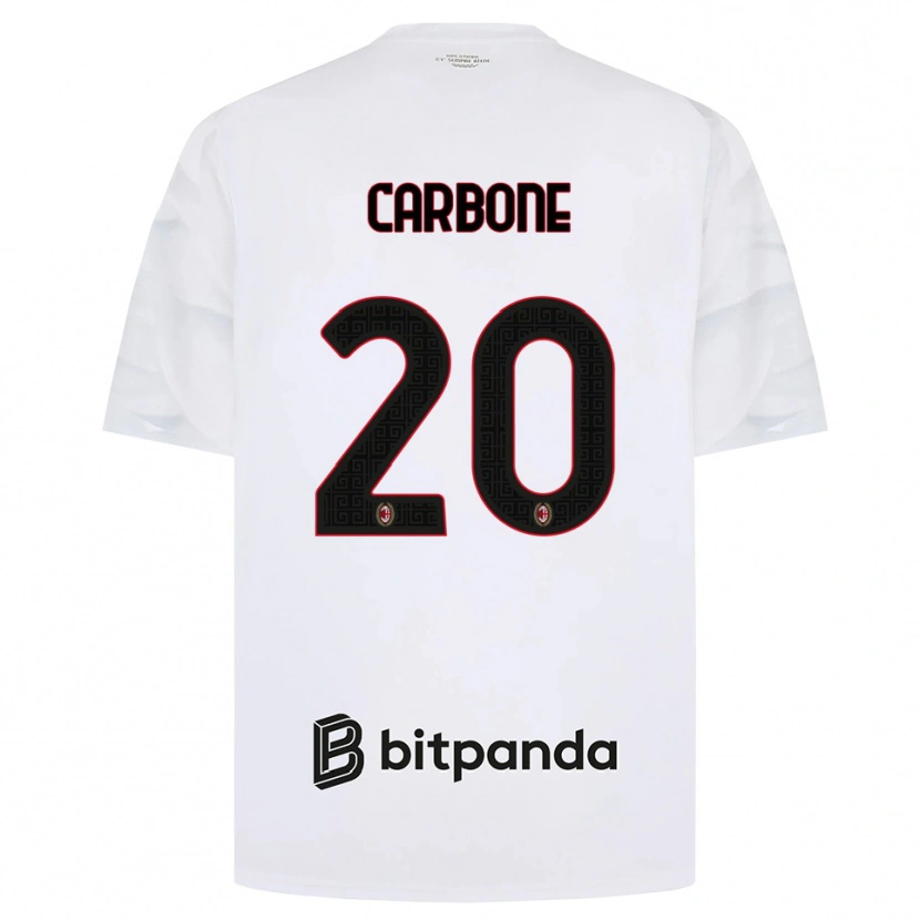Danxen Kvinder Emanuele Carbone #20 Hvid Rød Sort Udebane Spillertrøjer 2026/27 Trøje T-Shirt