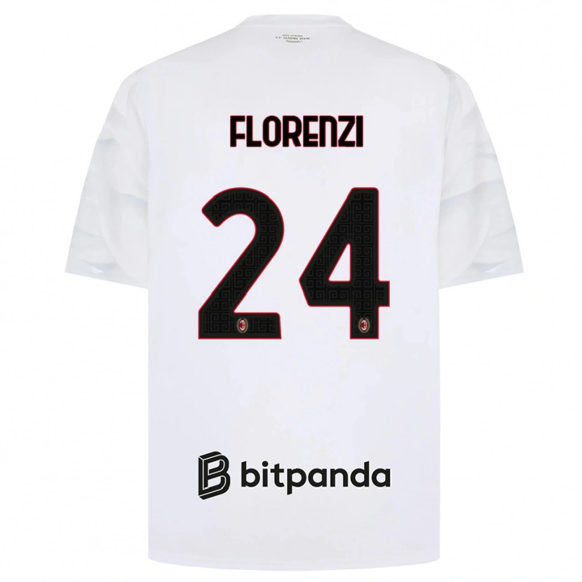 Danxen Kvinder Alessandro Florenzi #24 Hvid Rød Sort Udebane Spillertrøjer 2026/27 Trøje T-Shirt