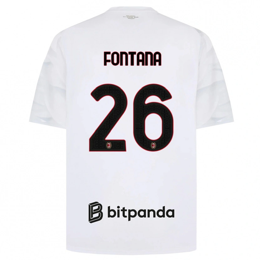 Danxen Kvinder Francesco Fontana #26 Hvid Rød Sort Udebane Spillertrøjer 2026/27 Trøje T-Shirt