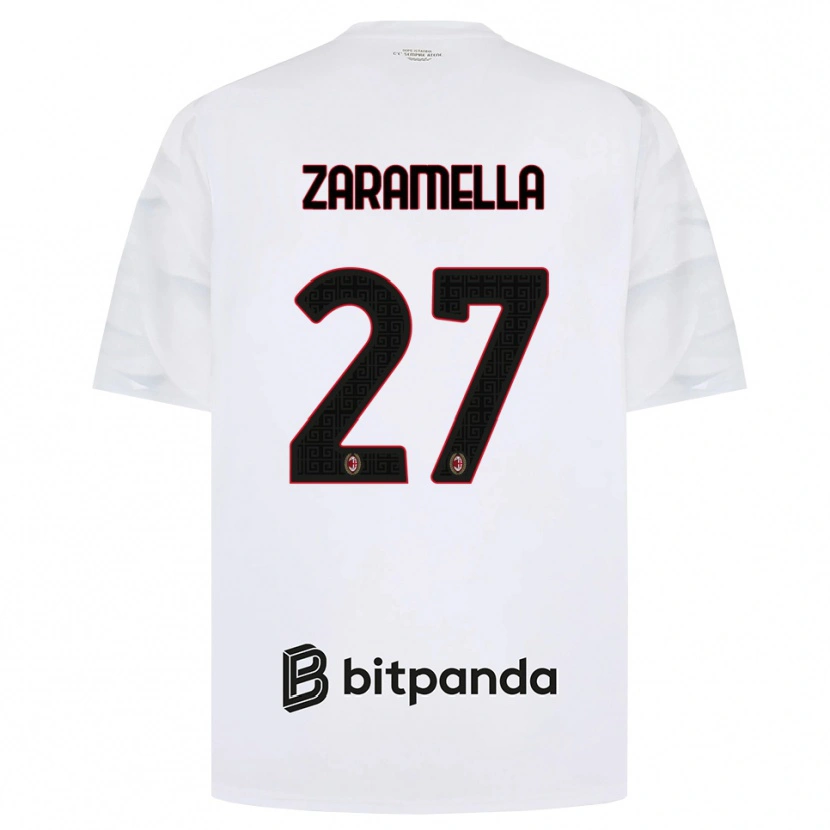 Danxen Kvinder Mattia Zaramella #27 Hvid Rød Sort Udebane Spillertrøjer 2026/27 Trøje T-Shirt