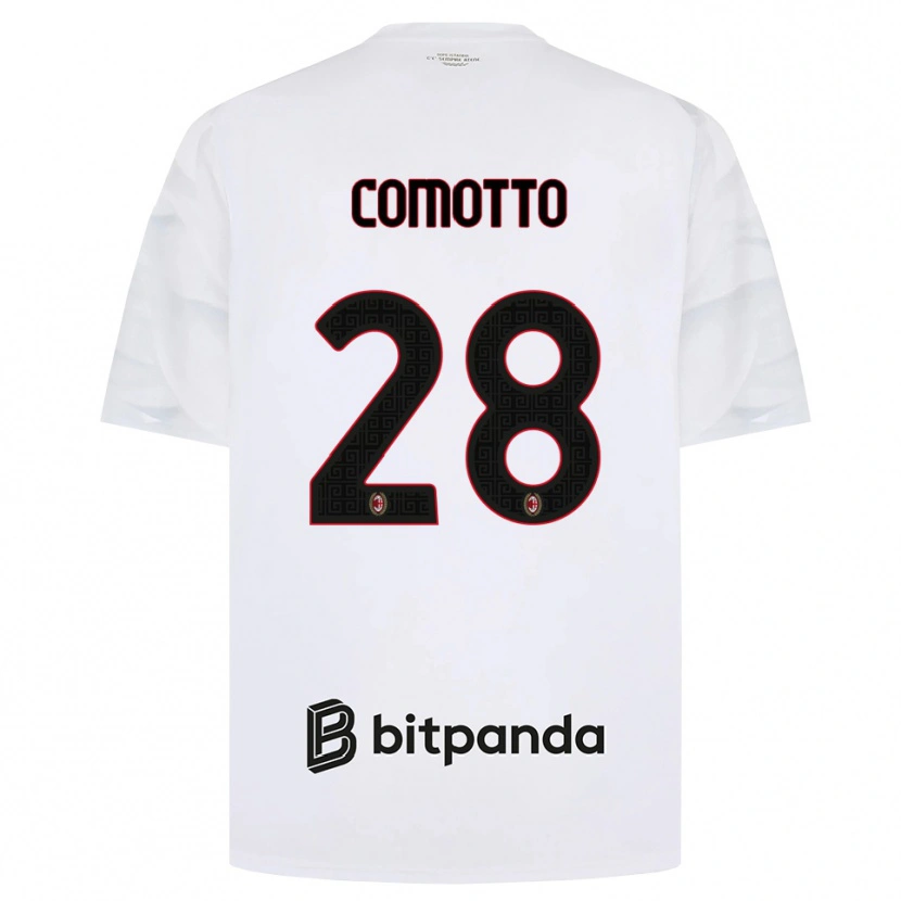 Danxen Kvinder Christian Comotto #28 Hvid Rød Sort Udebane Spillertrøjer 2026/27 Trøje T-Shirt