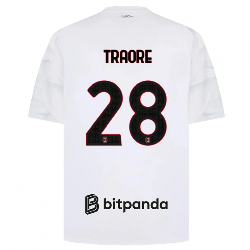 Danxen Kvinder Chaka Traore #28 Hvid Rød Sort Udebane Spillertrøjer 2026/27 Trøje T-Shirt