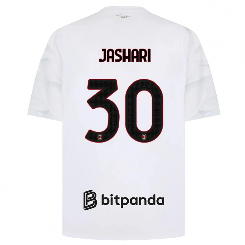 Danxen Kvinder Ardon Jashari #30 Hvid Rød Sort Udebane Spillertrøjer 2026/27 Trøje T-Shirt