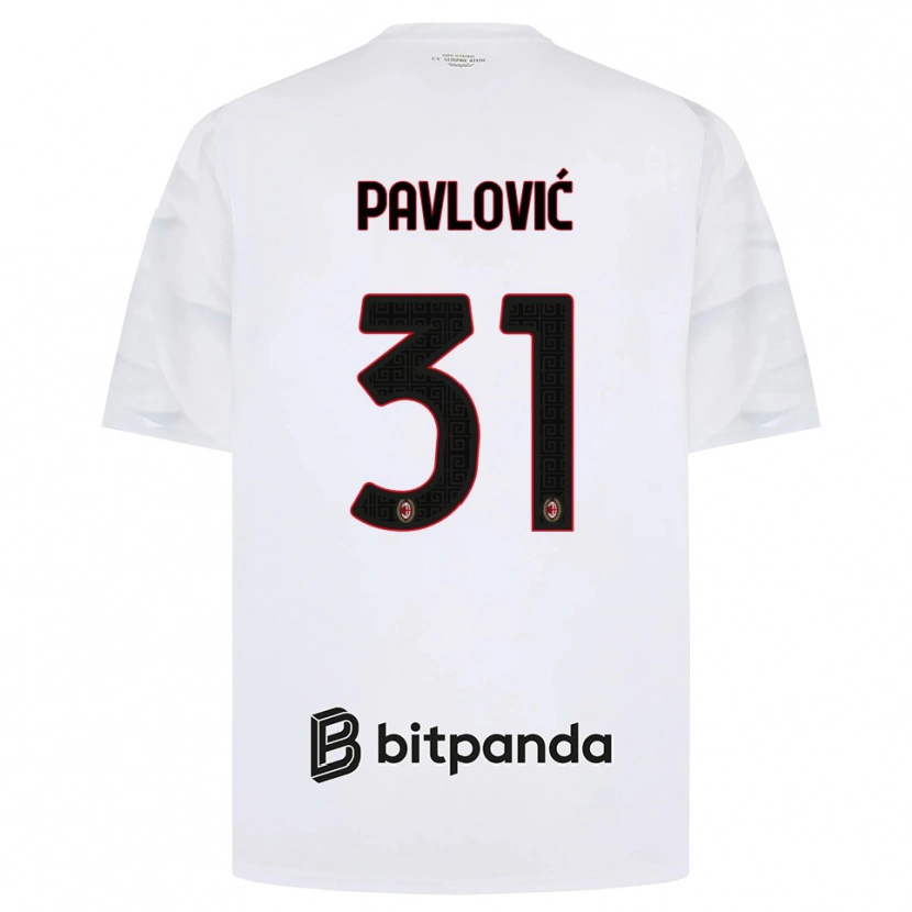Danxen Kvinder Strahinja Pavlović #31 Hvid Rød Sort Udebane Spillertrøjer 2026/27 Trøje T-Shirt