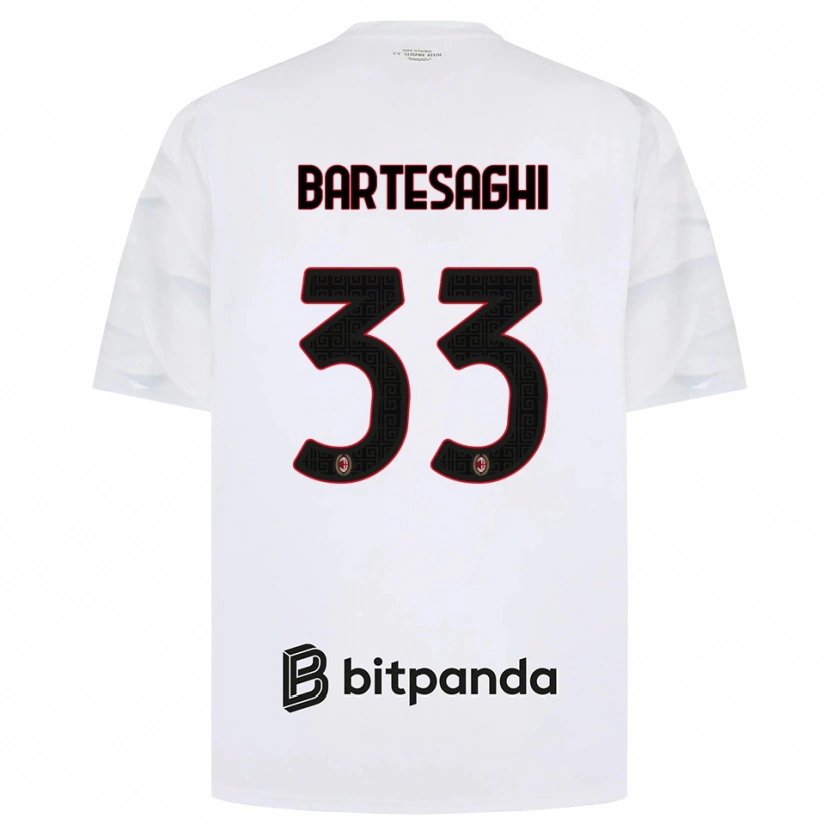 Danxen Kvinder Davide Bartesaghi #33 Hvid Rød Sort Udebane Spillertrøjer 2026/27 Trøje T-Shirt