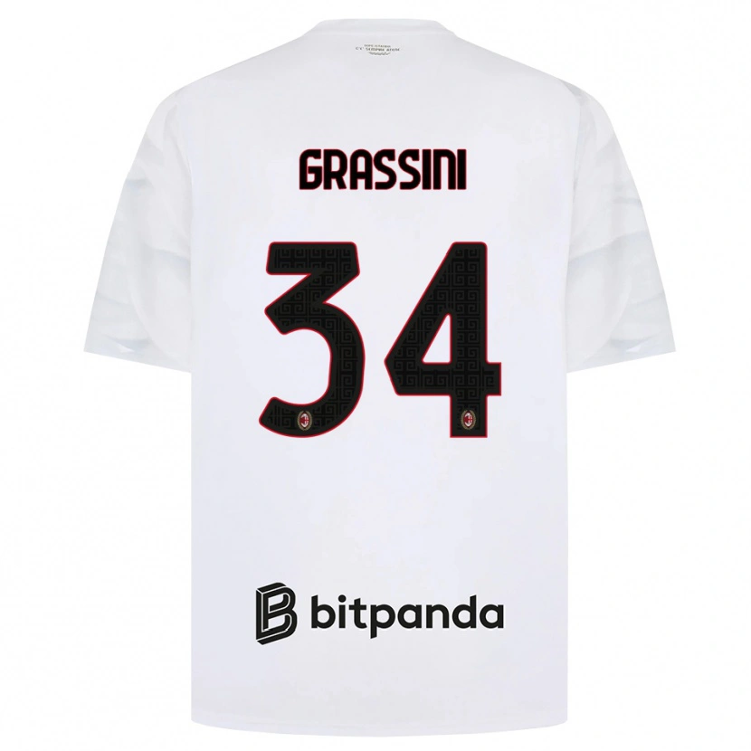 Danxen Kvinder Riccardo Grassini #34 Hvid Rød Sort Udebane Spillertrøjer 2026/27 Trøje T-Shirt