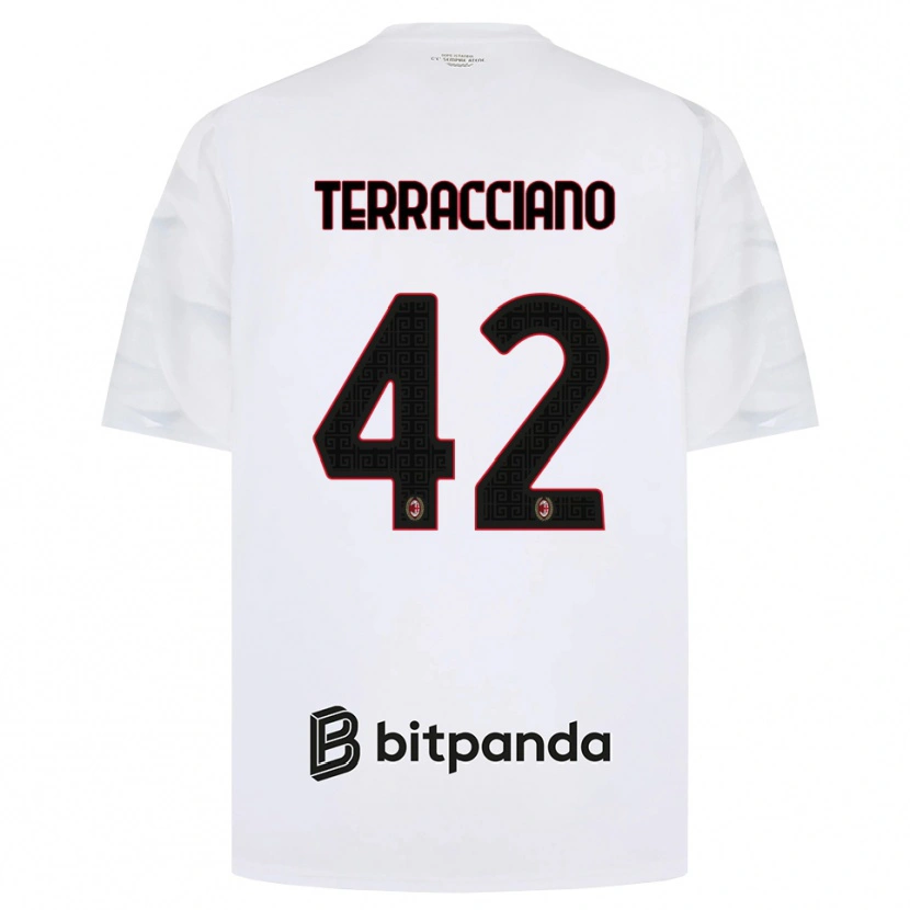 Danxen Kvinder Filippo Terracciano #42 Hvid Rød Sort Udebane Spillertrøjer 2026/27 Trøje T-Shirt