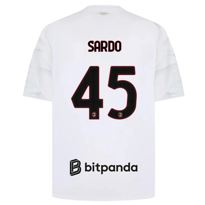 Danxen Kvinder Jacopo Sardo #45 Hvid Rød Sort Udebane Spillertrøjer 2026/27 Trøje T-Shirt