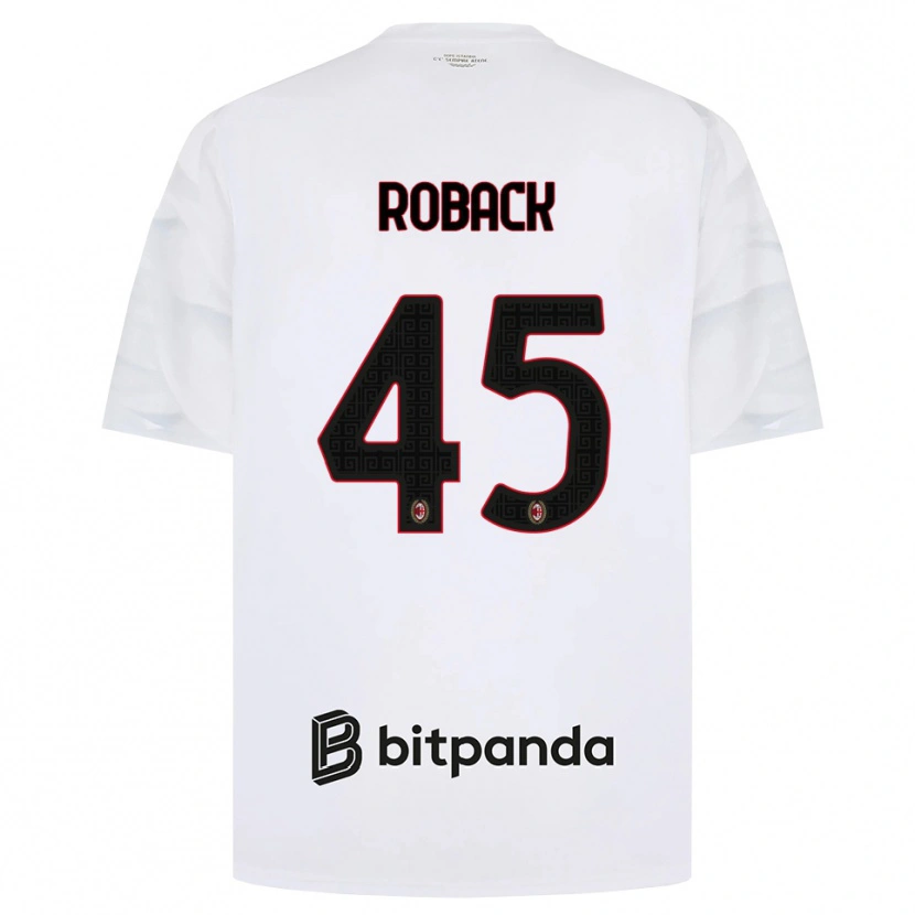 Danxen Kvinder Emil Roback #45 Hvid Rød Sort Udebane Spillertrøjer 2026/27 Trøje T-Shirt