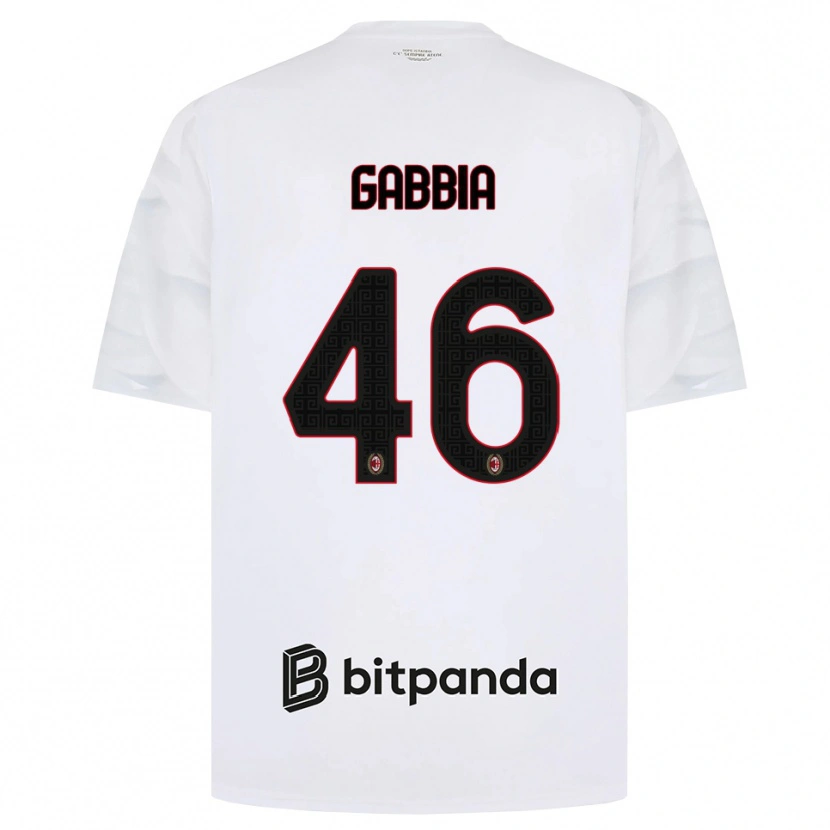 Danxen Kvinder Matteo Gabbia #46 Hvid Rød Sort Udebane Spillertrøjer 2026/27 Trøje T-Shirt
