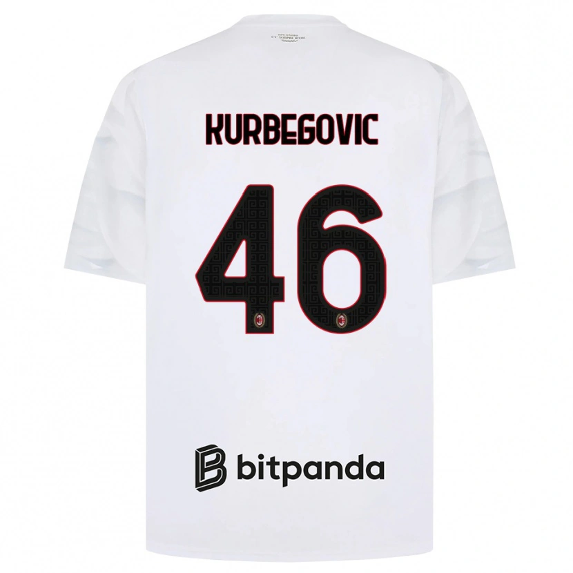 Danxen Kvinder Dino Kurbegovic #46 Hvid Rød Sort Udebane Spillertrøjer 2026/27 Trøje T-Shirt