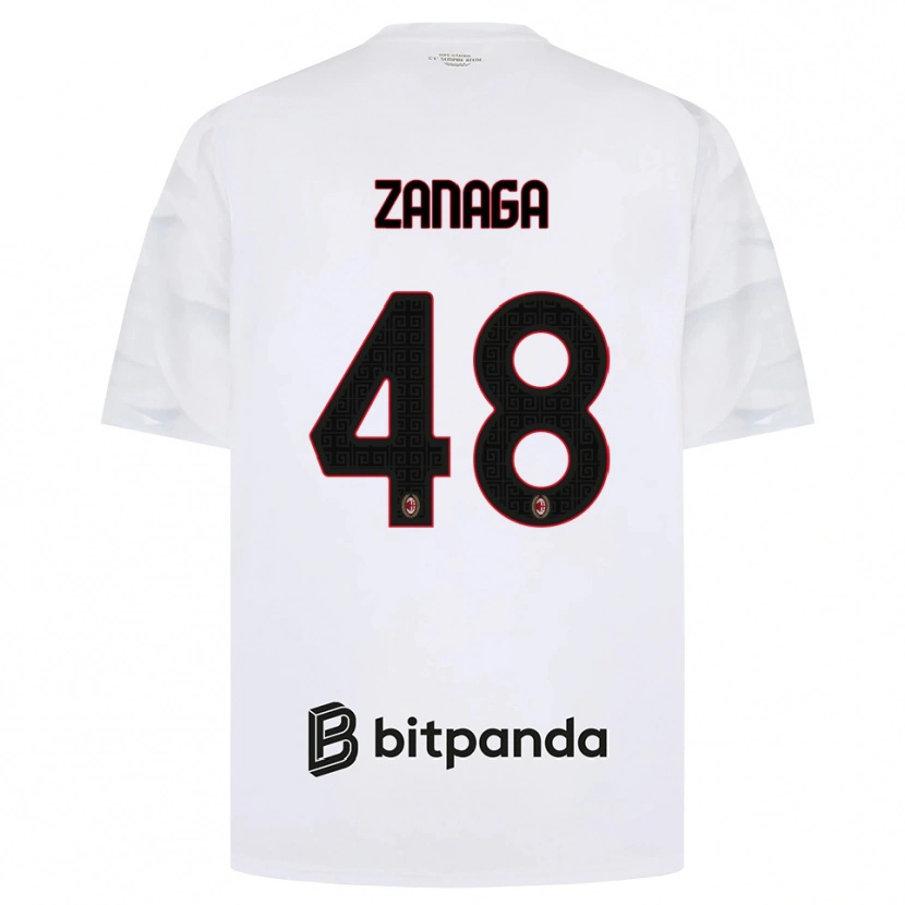 Danxen Kvinder Edoardo Zanaga #48 Hvid Rød Sort Udebane Spillertrøjer 2026/27 Trøje T-Shirt