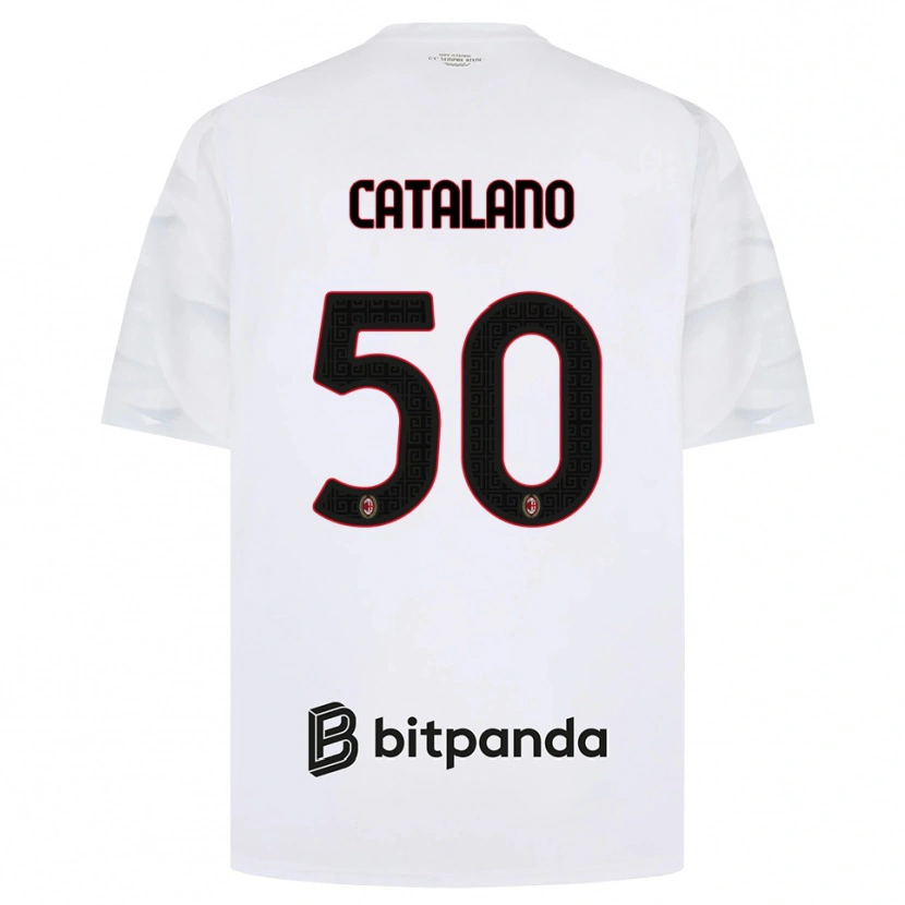 Danxen Kvinder Alessio Catalano #50 Hvid Rød Sort Udebane Spillertrøjer 2026/27 Trøje T-Shirt