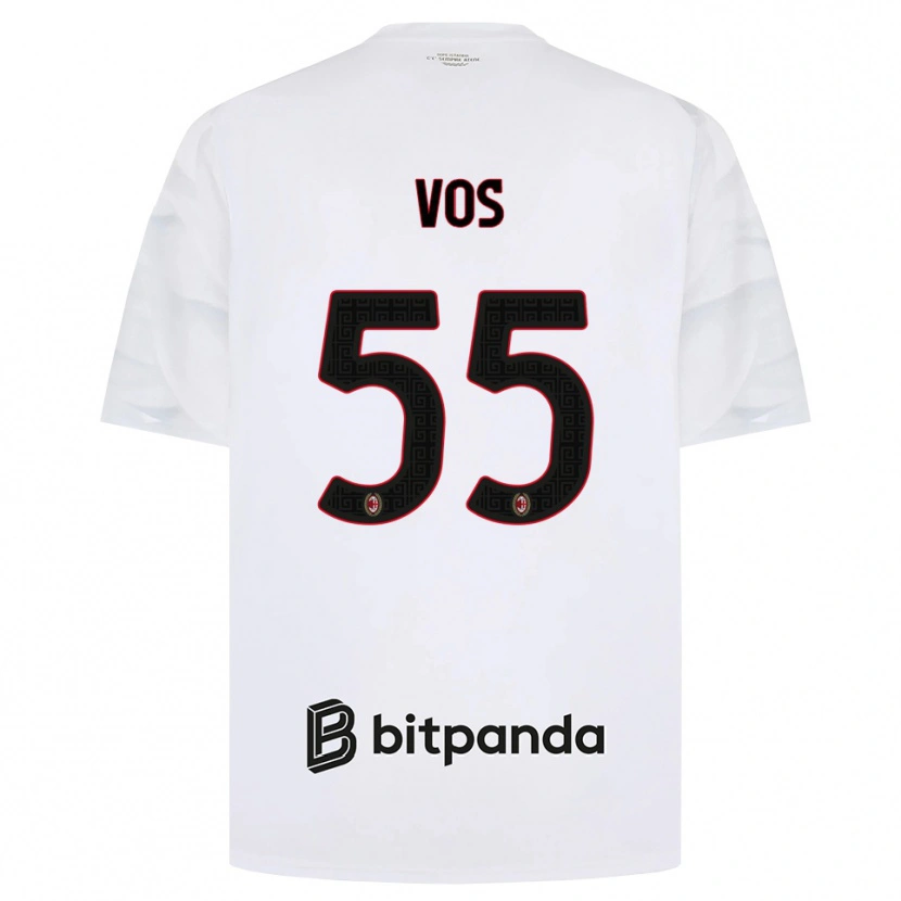 Danxen Kvinder Silvano Vos #55 Hvid Rød Sort Udebane Spillertrøjer 2026/27 Trøje T-Shirt