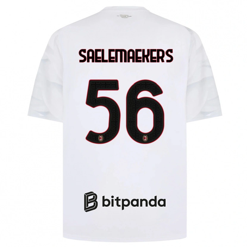 Danxen Kvinder Alexis Saelemaekers #56 Hvid Rød Sort Udebane Spillertrøjer 2026/27 Trøje T-Shirt