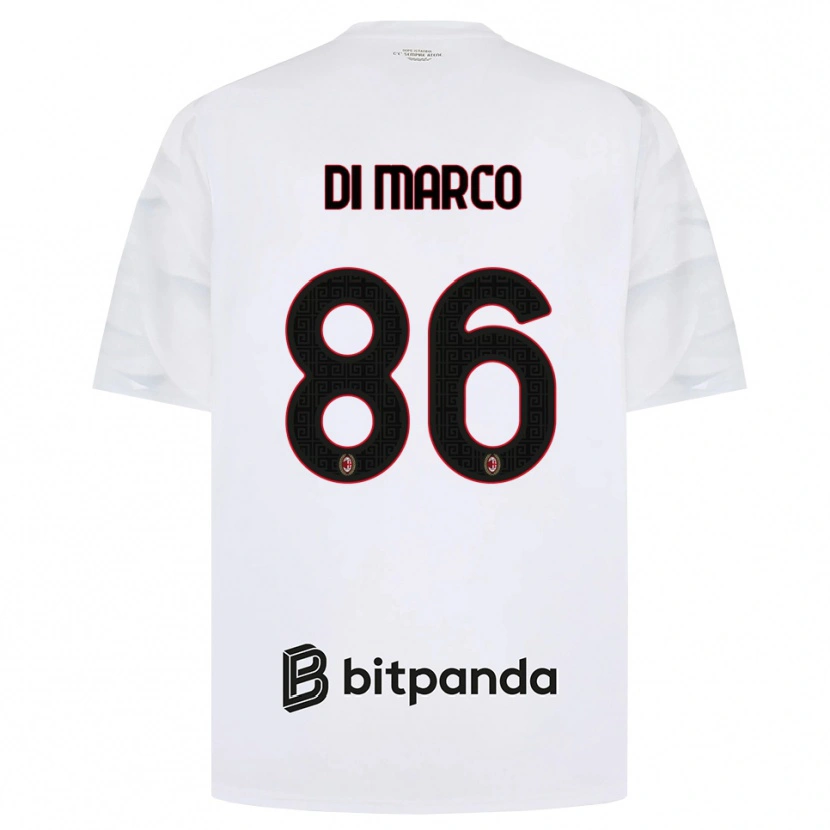 Danxen Kvinder Luca Di Marco #86 Hvid Rød Sort Udebane Spillertrøjer 2026/27 Trøje T-Shirt