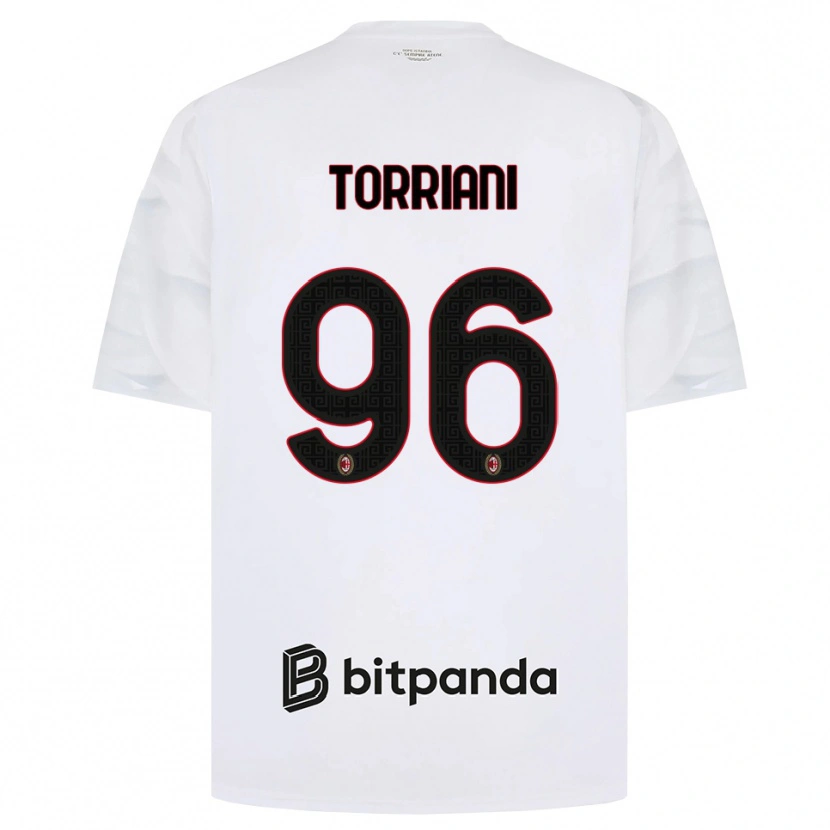 Danxen Kvinder Lorenzo Torriani #96 Hvid Rød Sort Udebane Spillertrøjer 2026/27 Trøje T-Shirt