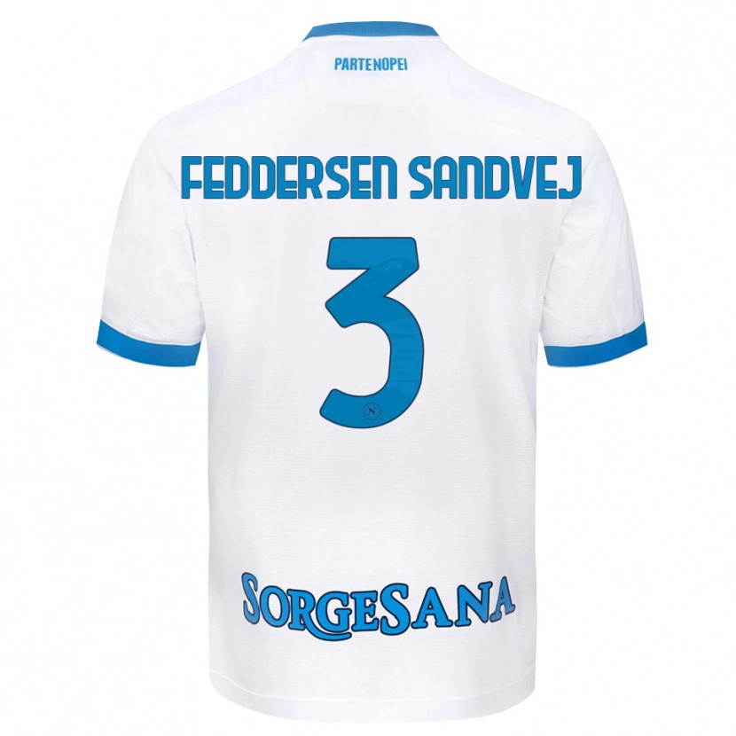 Danxen Kvinder Cecilie Feddersen Sandvej #3 Hvid Himmelblå Udebane Spillertrøjer 2026/27 Trøje T-Shirt