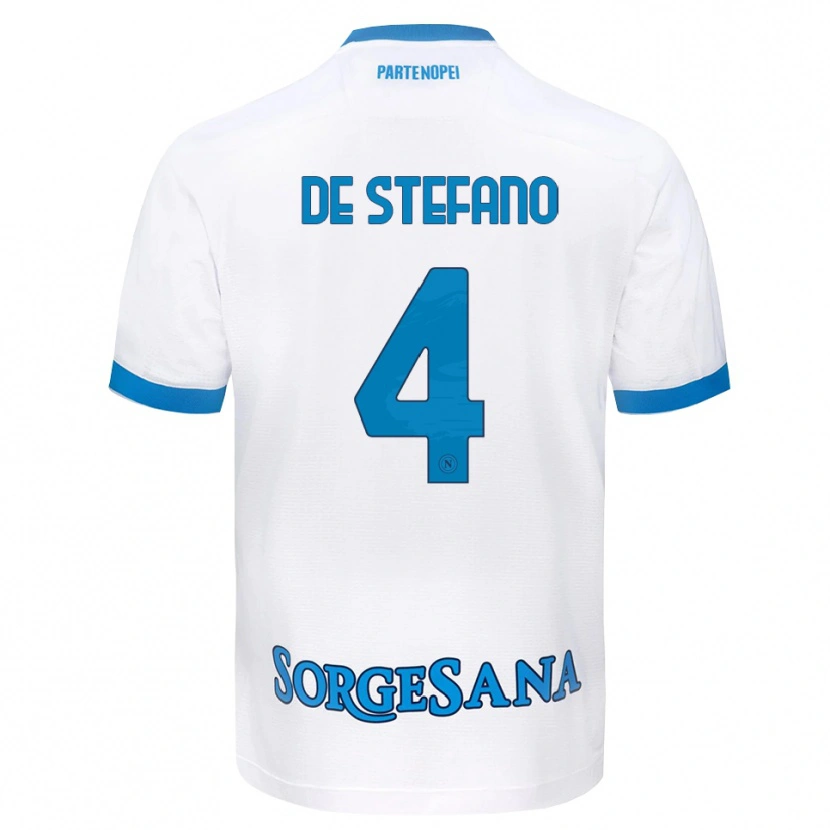 Danxen Kvinder Francesco De Stefano #4 Hvid Himmelblå Udebane Spillertrøjer 2026/27 Trøje T-Shirt