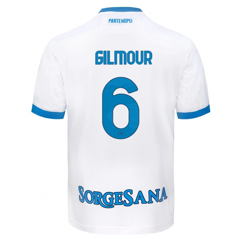 Danxen Kvinder Billy Gilmour #6 Hvid Himmelblå Udebane Spillertrøjer 2026/27 Trøje T-Shirt