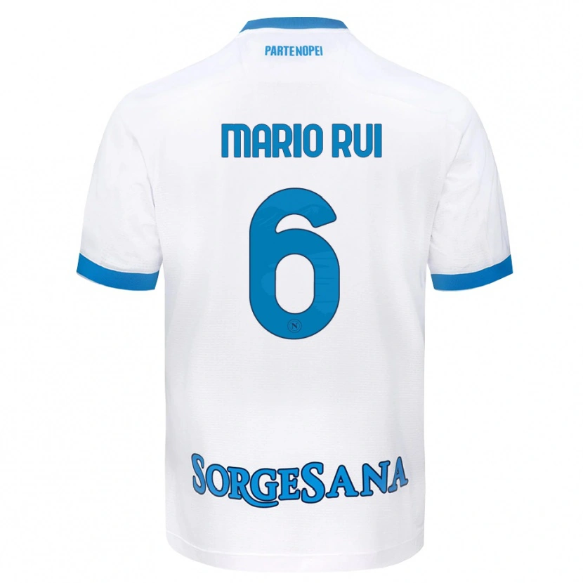 Danxen Kvinder Mario Rui #6 Hvid Himmelblå Udebane Spillertrøjer 2026/27 Trøje T-Shirt