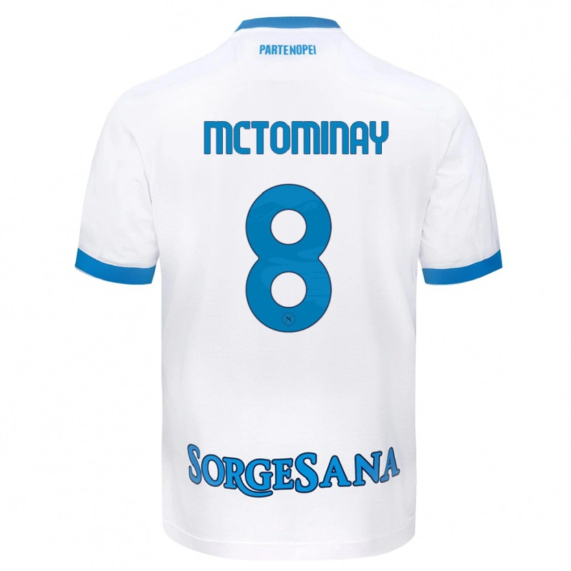 Danxen Kvinder Scott Mctominay #8 Hvid Himmelblå Udebane Spillertrøjer 2026/27 Trøje T-Shirt