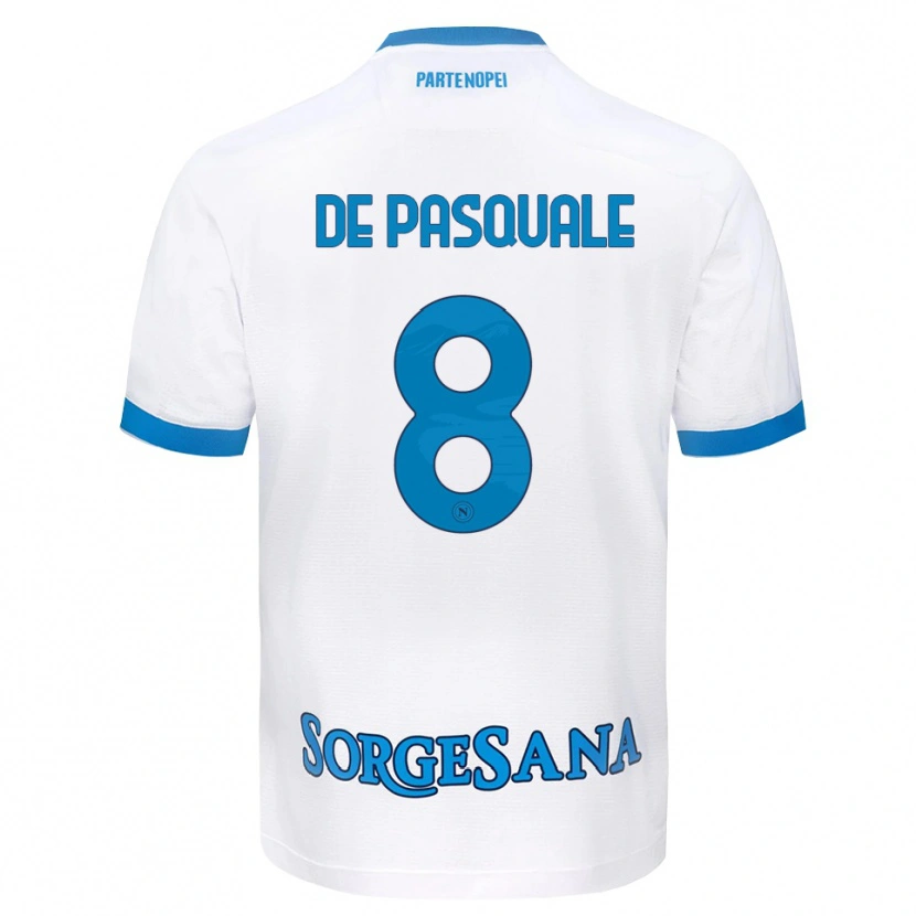 Danxen Kvinder Dylan De Pasquale #8 Hvid Himmelblå Udebane Spillertrøjer 2026/27 Trøje T-Shirt