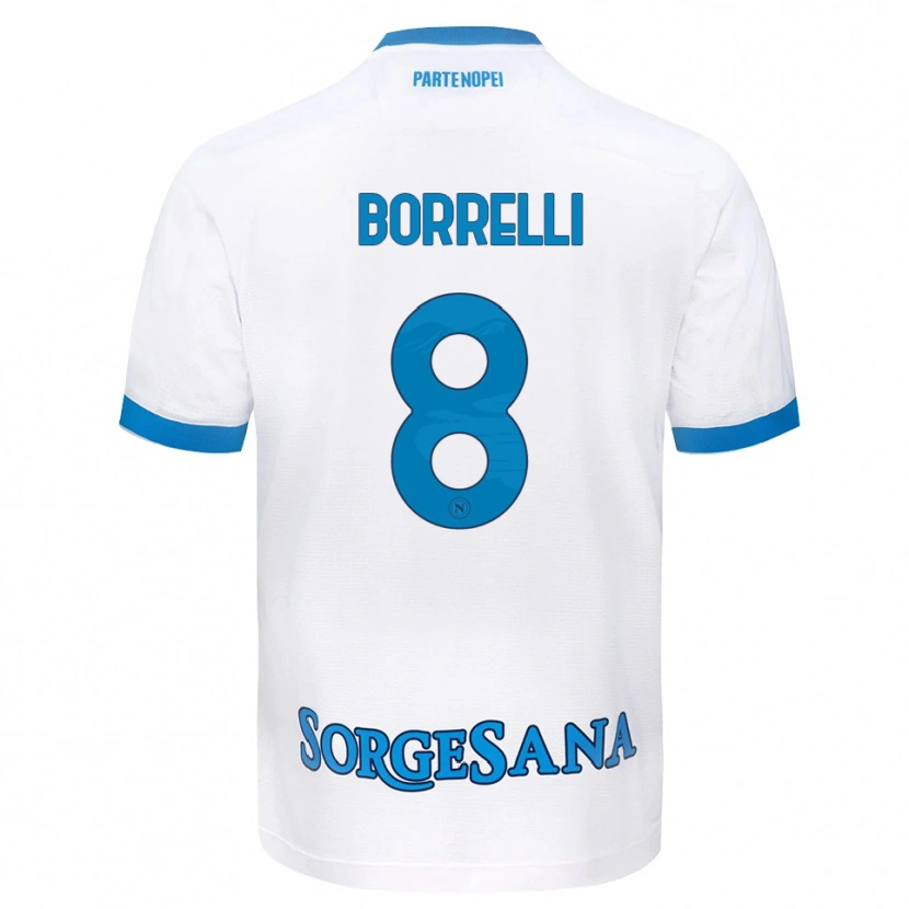 Danxen Kvinder Ciro Borrelli #8 Hvid Himmelblå Udebane Spillertrøjer 2026/27 Trøje T-Shirt