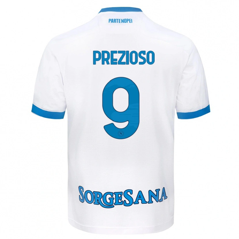 Danxen Kvinder Vittorio Prezioso #9 Hvid Himmelblå Udebane Spillertrøjer 2026/27 Trøje T-Shirt