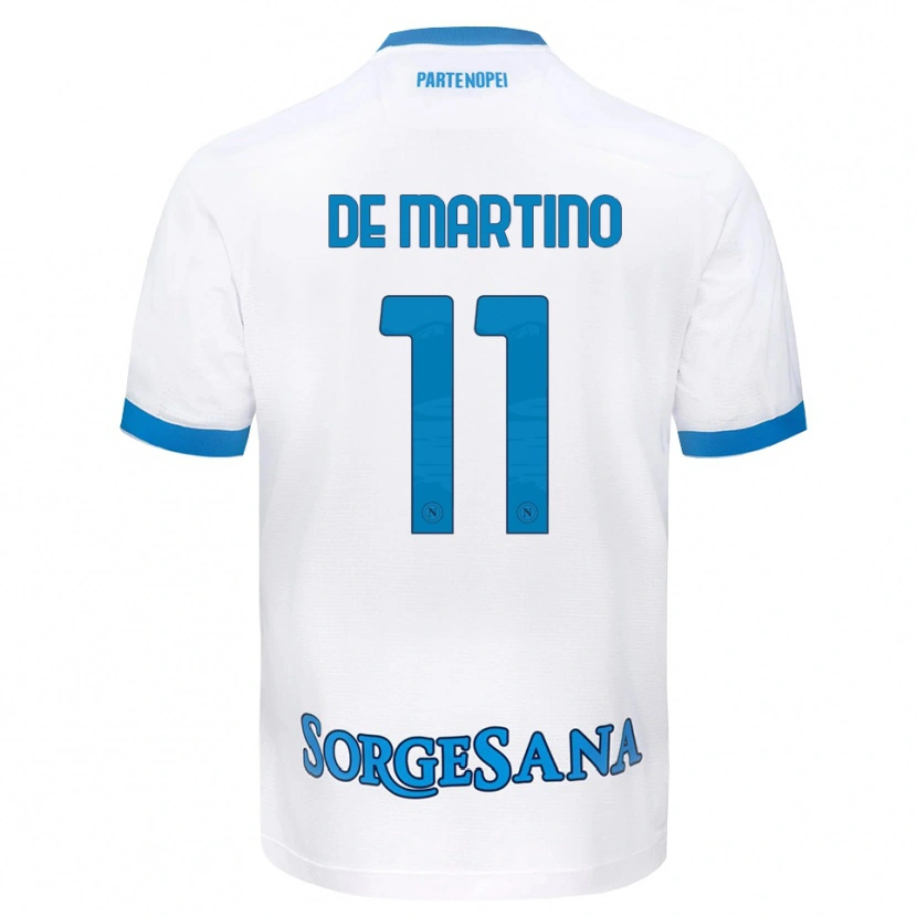 Danxen Kvinder Giuseppe De Martino #11 Hvid Himmelblå Udebane Spillertrøjer 2026/27 Trøje T-Shirt