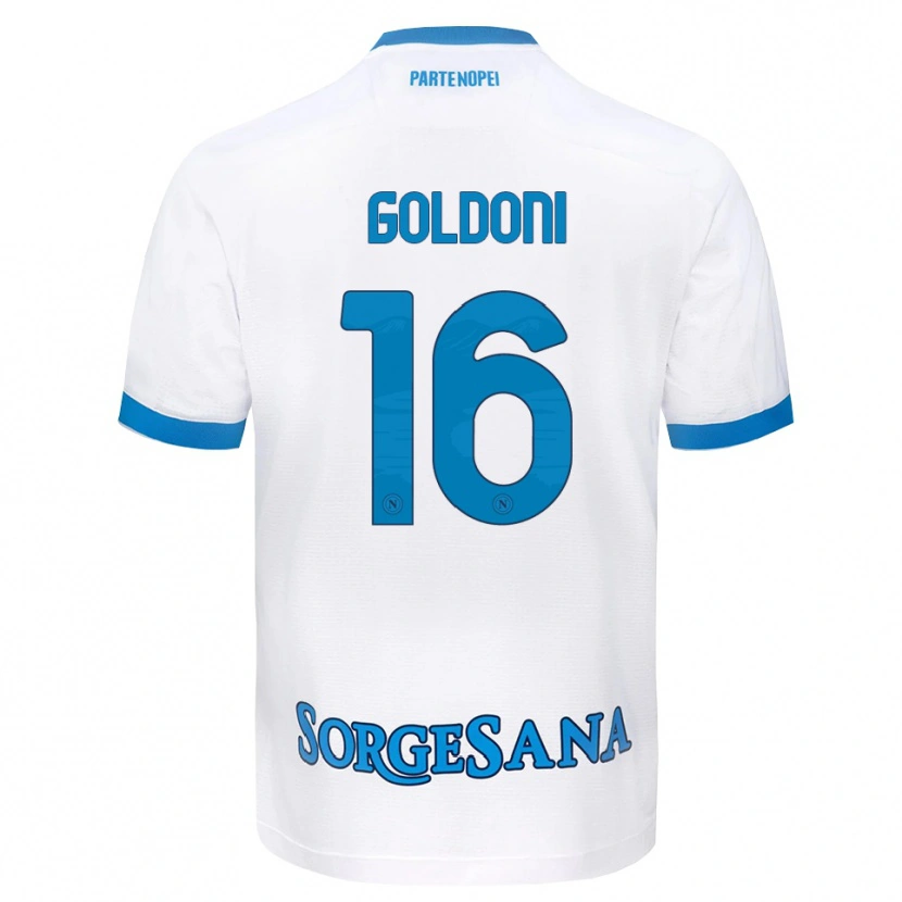 Danxen Kvinder Eleonora Goldoni #16 Hvid Himmelblå Udebane Spillertrøjer 2026/27 Trøje T-Shirt