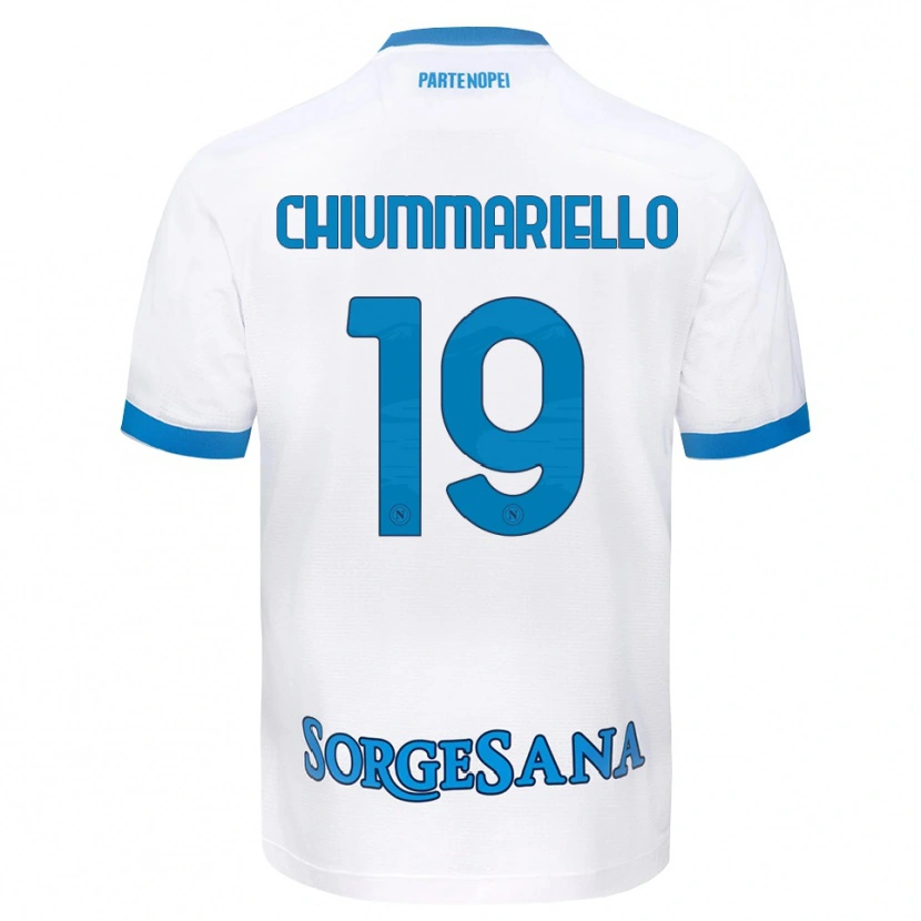 Danxen Kvinder Andrea Chiummariello #19 Hvid Himmelblå Udebane Spillertrøjer 2026/27 Trøje T-Shirt