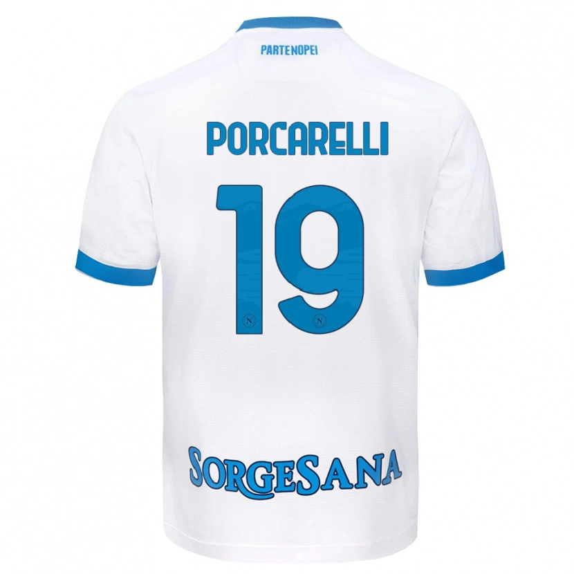 Danxen Kvinder Maddelena Porcarelli #19 Hvid Himmelblå Udebane Spillertrøjer 2026/27 Trøje T-Shirt