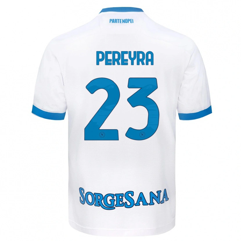 Danxen Kvinder Milton Pereyra #23 Hvid Himmelblå Udebane Spillertrøjer 2026/27 Trøje T-Shirt