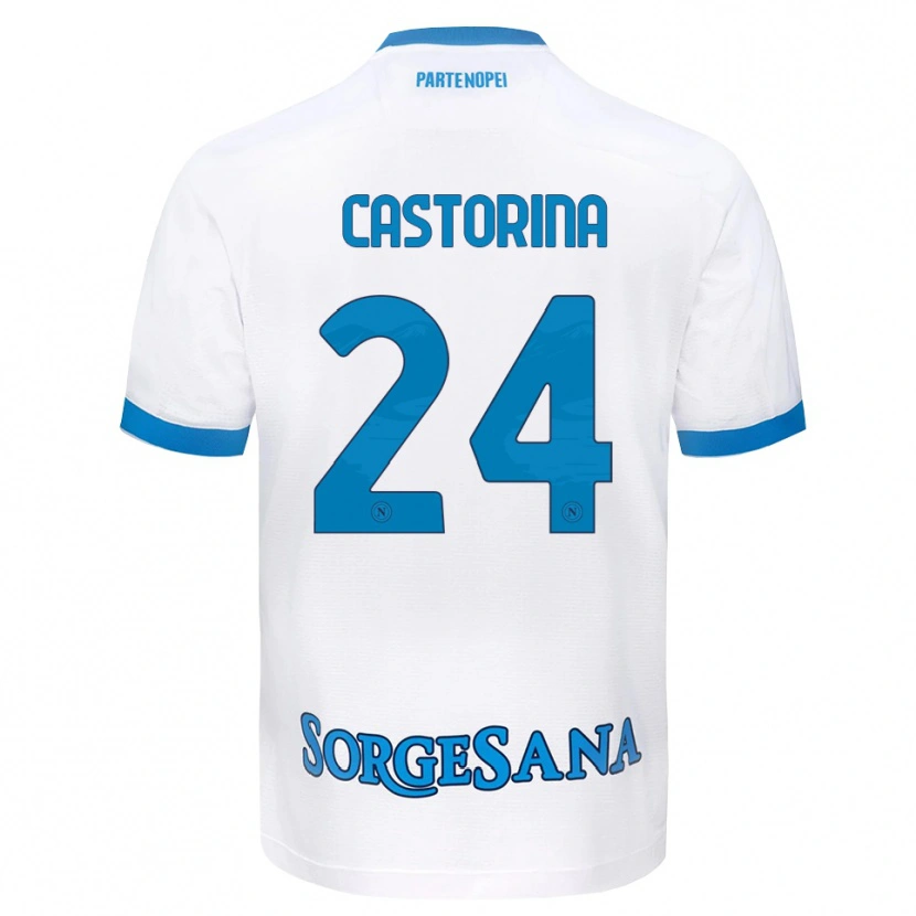 Danxen Kvinder Alessandro Castorina #24 Hvid Himmelblå Udebane Spillertrøjer 2026/27 Trøje T-Shirt