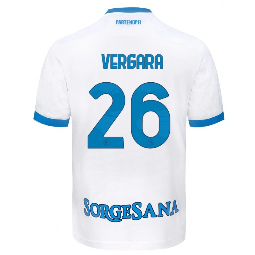 Danxen Kvinder Antonio Vergara #26 Hvid Himmelblå Udebane Spillertrøjer 2026/27 Trøje T-Shirt