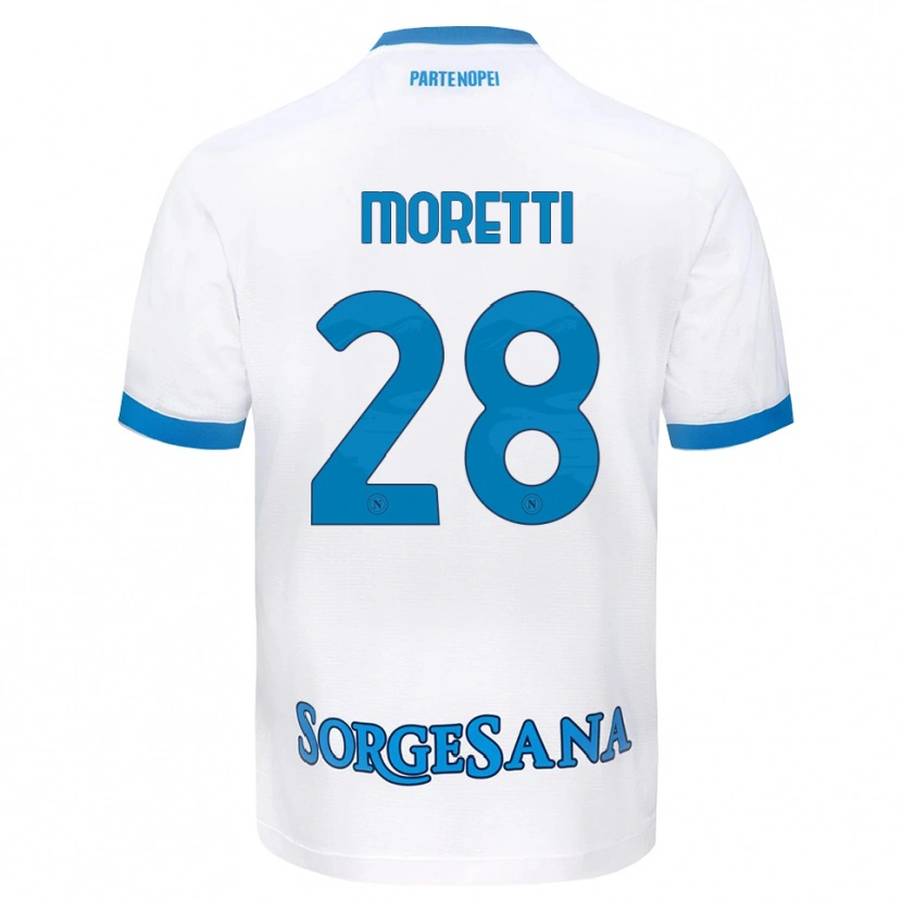 Danxen Kvinder Ginevra Moretti #28 Hvid Himmelblå Udebane Spillertrøjer 2026/27 Trøje T-Shirt