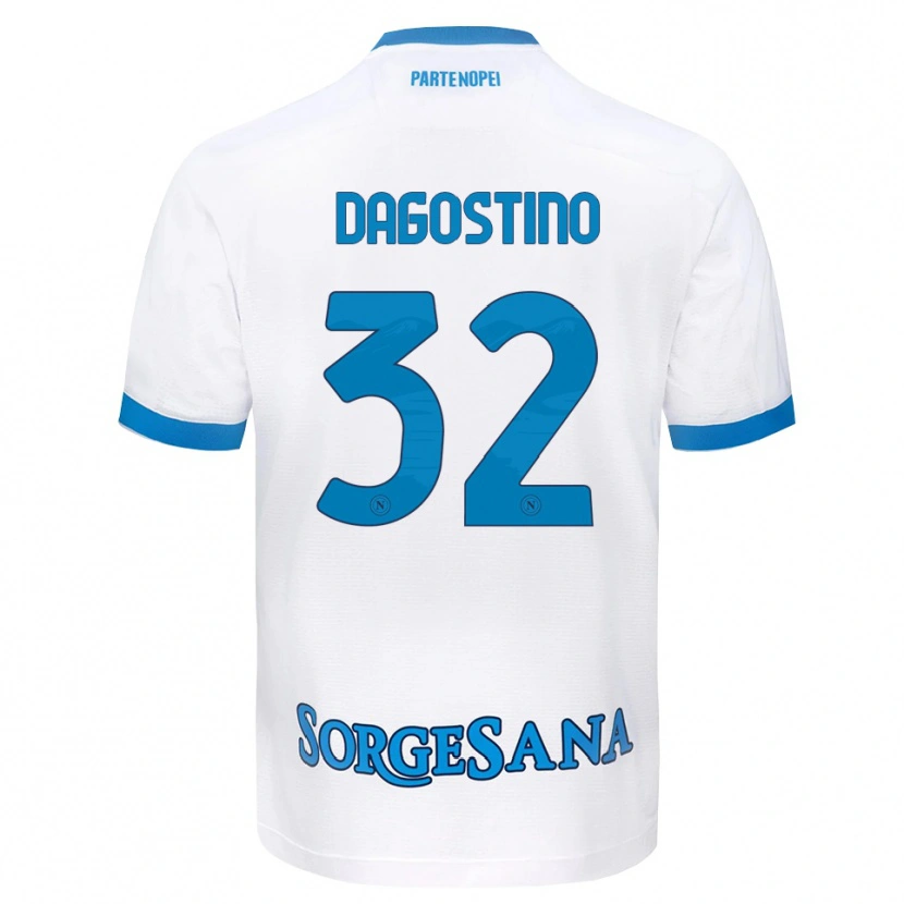Danxen Kvinder Giuseppe Dagostino #32 Hvid Himmelblå Udebane Spillertrøjer 2026/27 Trøje T-Shirt
