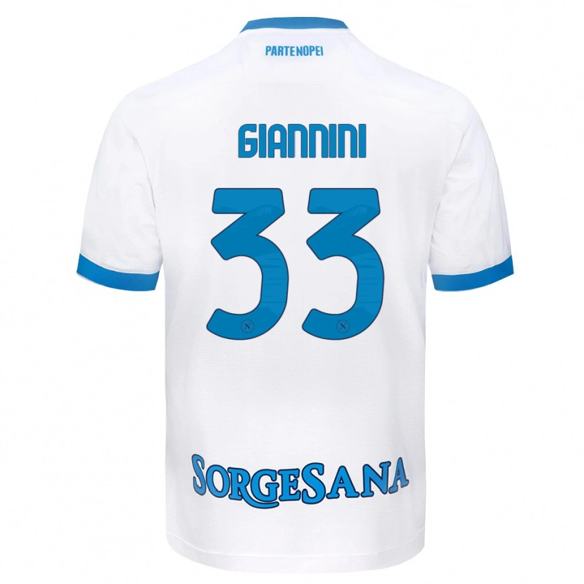 Danxen Kvinder Enrico Giannini #33 Hvid Himmelblå Udebane Spillertrøjer 2026/27 Trøje T-Shirt
