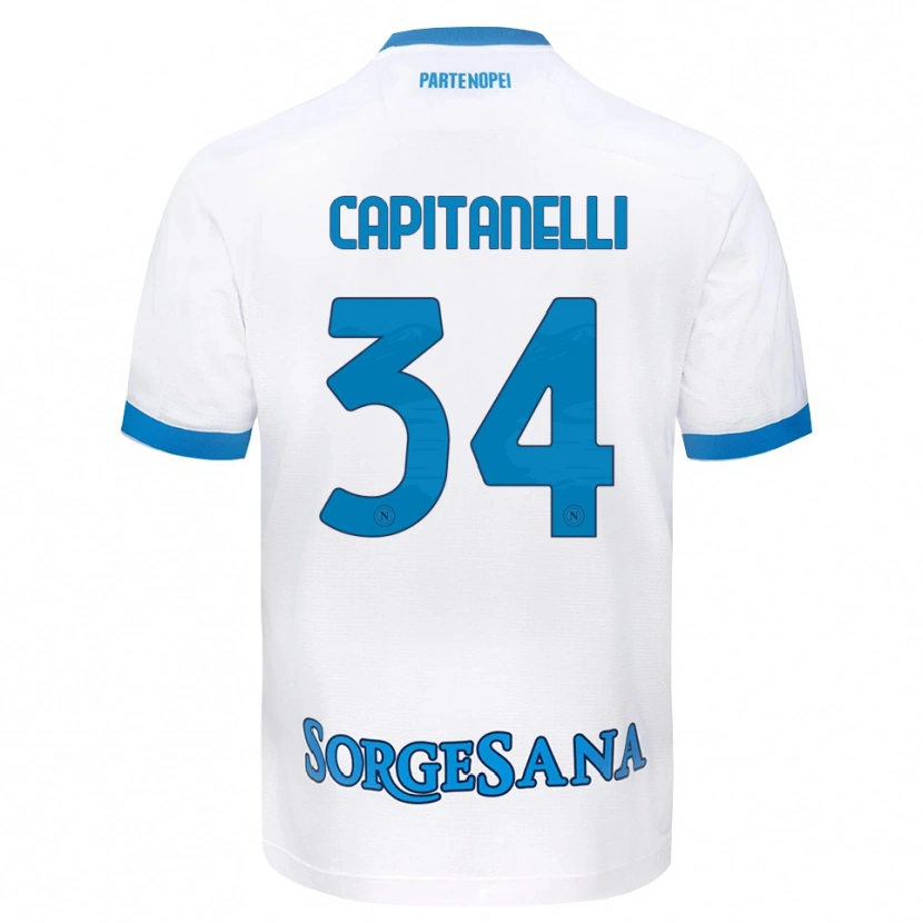 Danxen Kvinder Ilaria Capitanelli #34 Hvid Himmelblå Udebane Spillertrøjer 2026/27 Trøje T-Shirt